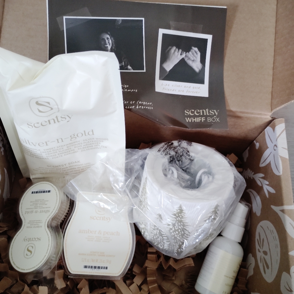 Scentsy Silver and Gold Whiff Box Collection Scentsy Air Tabletop Diffuser π - Picture 3 of 11